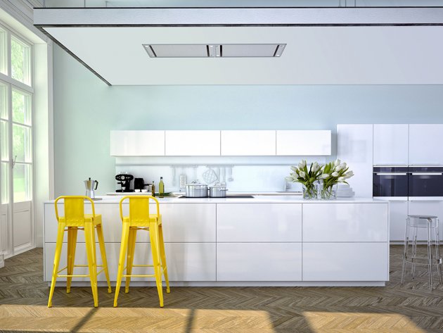 minimalistická bílá kuchyň