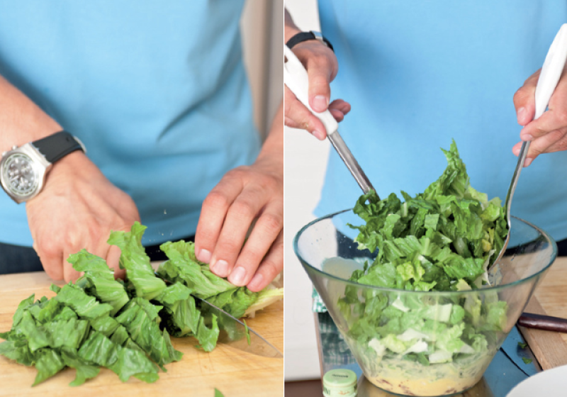 Salát Caesar – příprava salátu