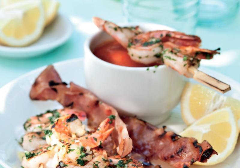 Krevety & slanina s omáčkou salmorejo