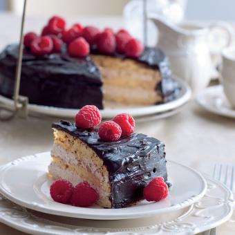 Vanilkový dort s malinovým krémem