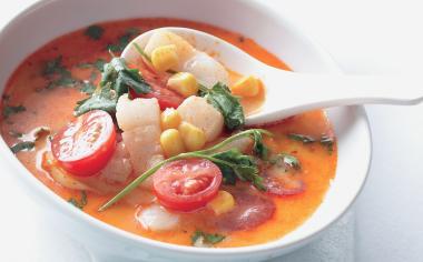 Asijská kukuřičná polévka s krevetami